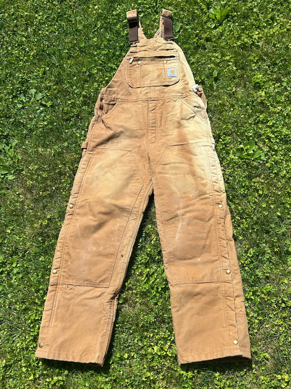 VTG Carhartt Overalls 36/32 Arctic Quilt Lined Duck Bib Double Knee USA Brown